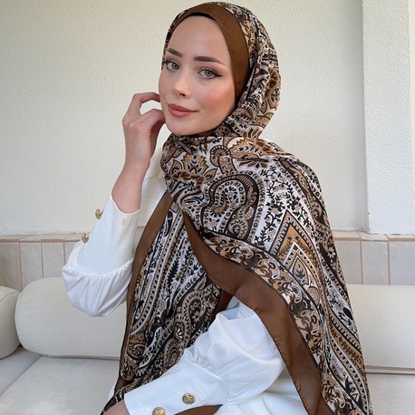 ARMANDA - 6035 Pashmina Desen Şal - Kahve