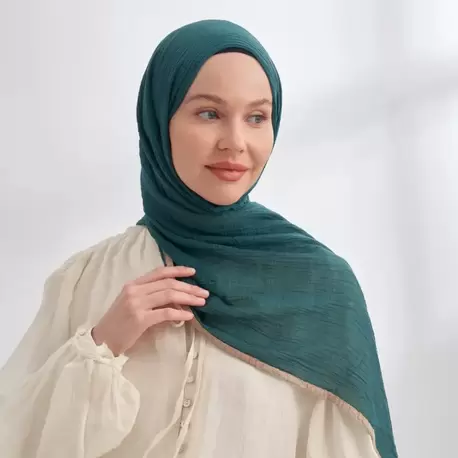 ARMANDA - 3352 Müslin Biyeli Şal - Zümrüt