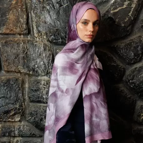 MOONCORN - Fleur Desen Rami Şal - Leylak