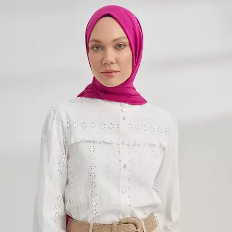 ARMANDA - 3009 Rustik Pamuksu Şal - Sıklamen