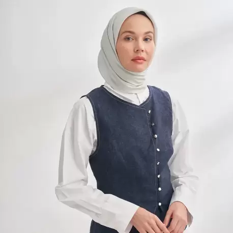 ARMANDA - 4400 Premium Twill İpek Eşarp - Gümüş