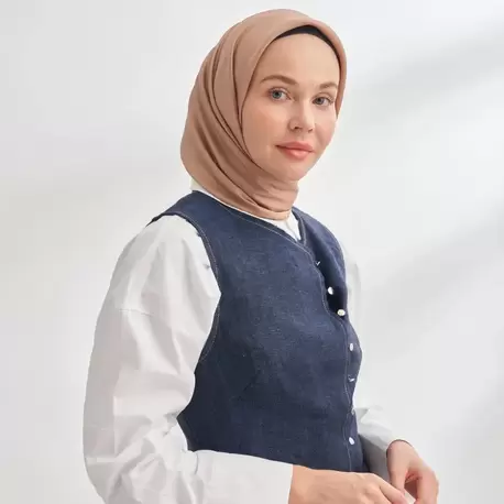ARMANDA - 4400 Premium Twill İpek Eşarp - Kamel