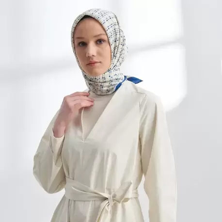 ARMANDA- 4306 Orbıs Desen Twıll İpek Eşarp - İndigo
