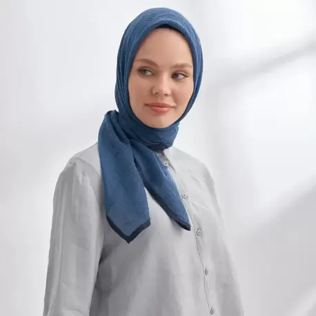 ARMANDA - 3353 Müslin Biyeli Eşarp - İndigo