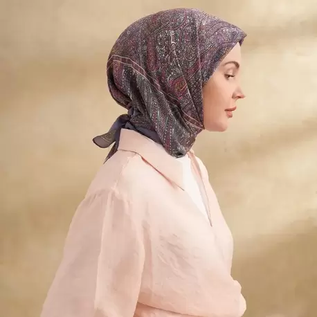 ARMANDA - 3155 Vintage Desen Eşarp - Lila