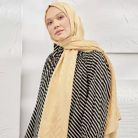 ARMANDA - İtalyan Jakar Zigzag Desen Şal - Dore