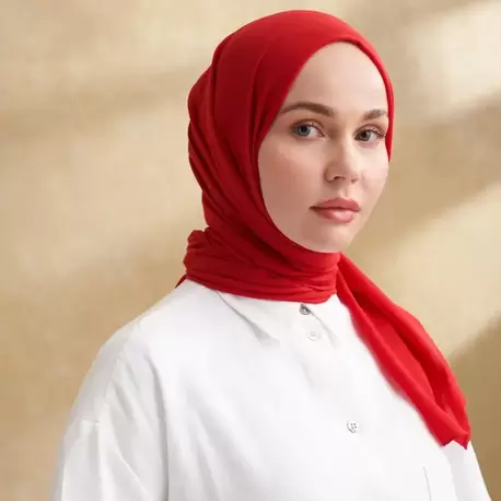 ARMANDA - 3009 Rustik Pamuksu Şal - Kırmızı