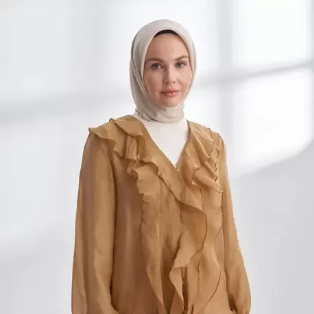 ARMANDA - 4400 Premium Twill İpek Eşarp - Açık Taş