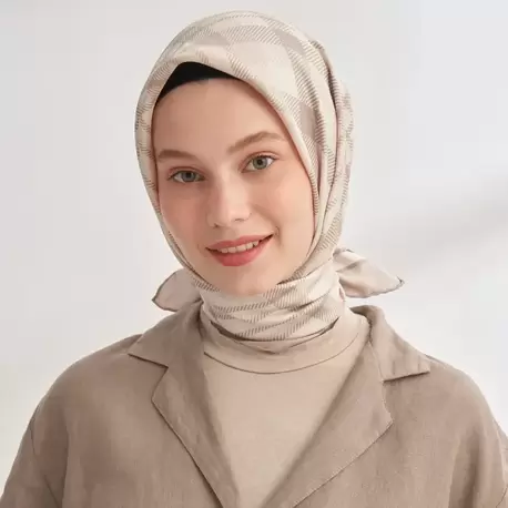 ARMANDA - 4358 Naya Desen Twill İpek Eşarp - Taş