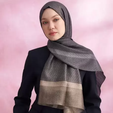 ARMANDA - 3320 İpekli Pearl Şal - Füme