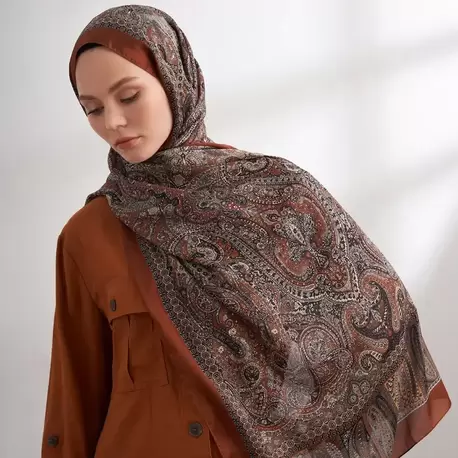 ARMANDA - 6036 Etnik Desen Şal - Taba