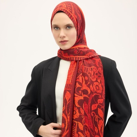 SİLK HOME - Urban Hours Antik Koyu Bordo Mayda Şal 190x70