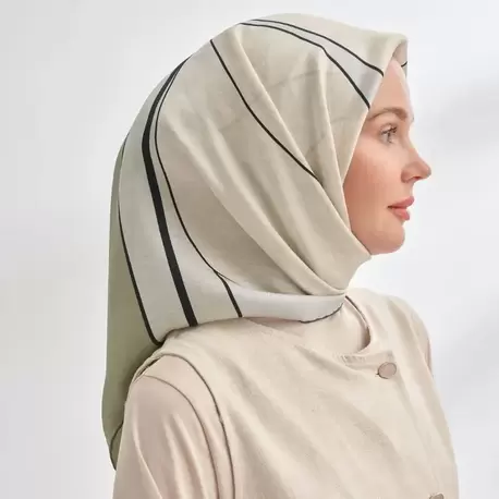 ARMANDA - 4355 İnaya Desen Twill İpek Eşarp - Keten Yeşili