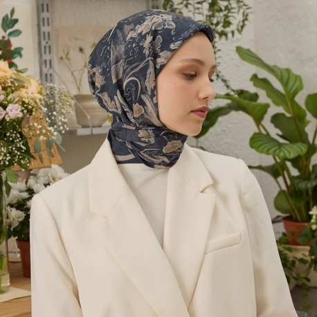 FRESH SCARFS - Elora Desen Pamuk İpek Eşarp - Antrasit