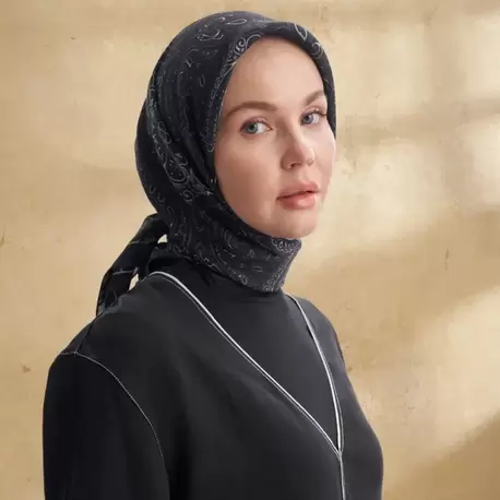 ARMANDA - 3156 Ayesha Desen Eşarp - Siyah Krem