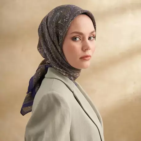 ARMANDA - 3155 Vintage Desen Eşarp - Leylak