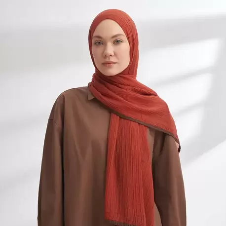 ARMANDA - 3352 Müslin Biyeli Şal - Kiremit