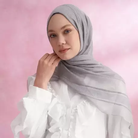 ARMANDA - 3324 İpekli Ruby Şal - Gümüş
