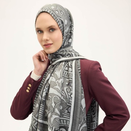 SİLK HOME - Urban Hours Antik Açık Gri Mayda Şal 190x70