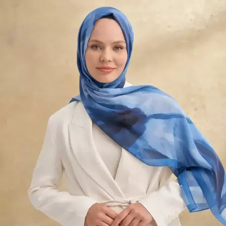 ARMANDA- 3381 İpek Modal Darcy Desen Şal - İndigo