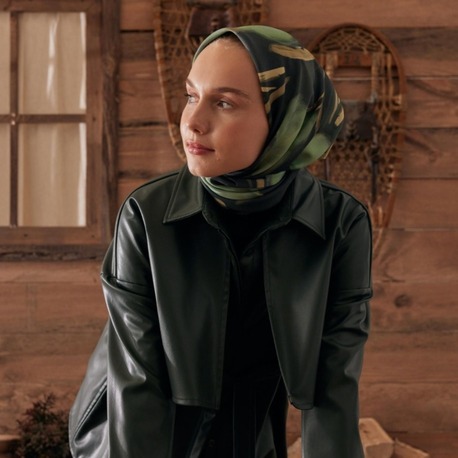 Fresh Scarfs - Darcy Desen Pamuk İpek Eşarp - Koyu Yeşil
