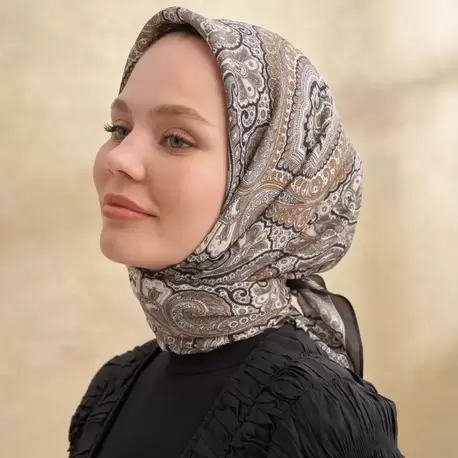  ARMANDA - 3156 Ayesha Desen Eşarp - Siyah Dore