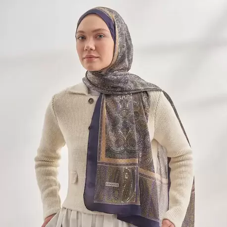 ARMANDA -6036 Etnik Desen Şal - Mürdüm