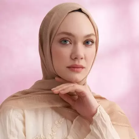 ARMANDA - 3324 İpekli Ruby Şal - Koyu Bej