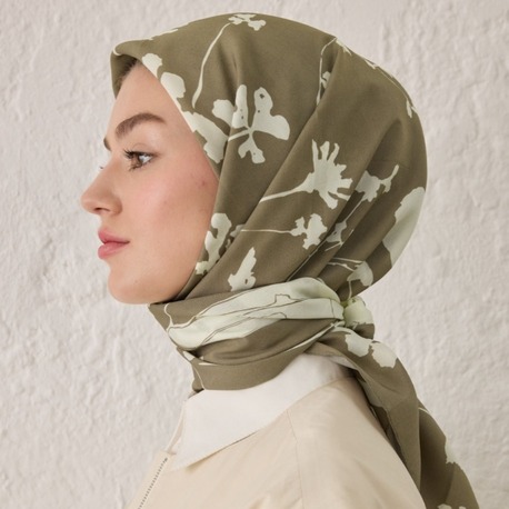 FRESH SCARFS - Perla Desen Pamuk İpek Eşarp - Haki