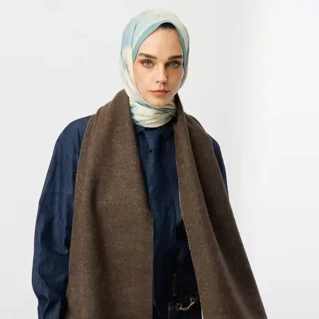 MOONCORN - Çift Yönlü Yün Atkı - Vizon-Latte