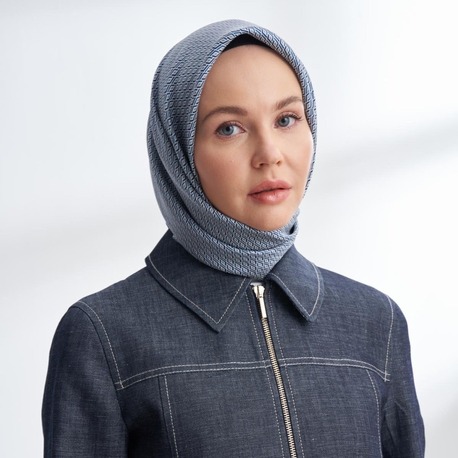 ARMANDA - 4303 NOIRE DESEN TWILL İPEK EŞARP - Lacivert