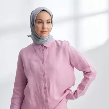 ARMANDA - 4400 Premium Twill İpek Eşarp - Gri