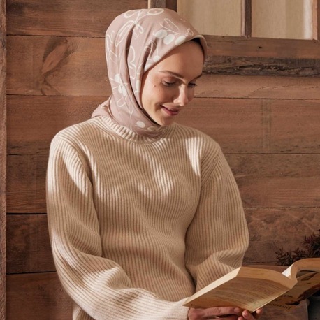Fresh Scarfs - Luna Desen Pamuk İpek Eşarp - Pudra