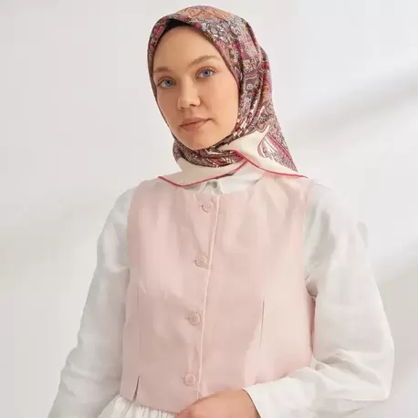 ARMANDA - 4352 Anesha Desen Twıll İpek Eşarp - Fuşya