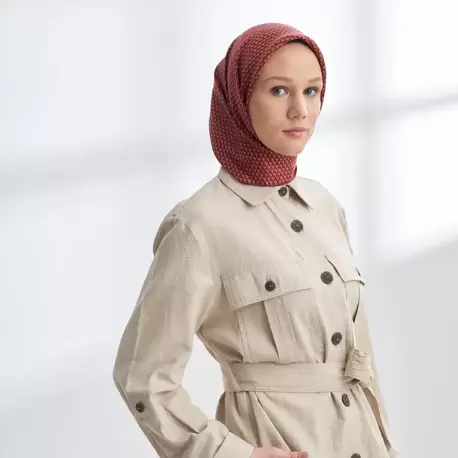 ARMANDA - 4303 NOIRE DESEN TWILL İPEK EŞARP - Bordo