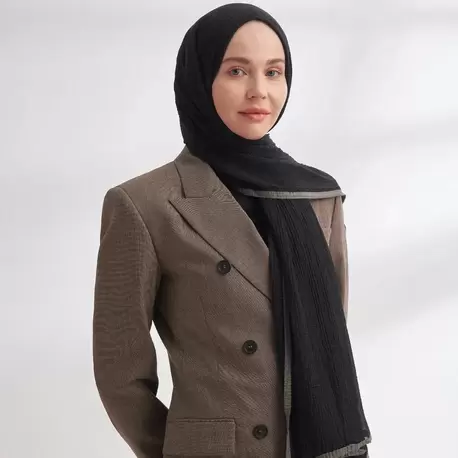 ARMANDA - 3352 Müslin Biyeli Şal - SİYAH