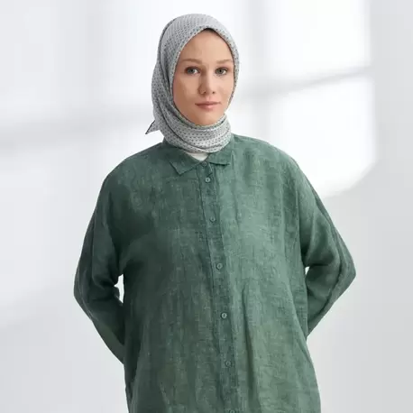 ARMANDA - 4303 NOIRE DESEN TWILL İPEK EŞARP - Keten Yeşili