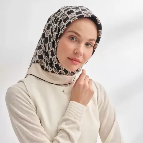 ARMANDA - 4350 Soil Desen Twill İpek Eşarp -
