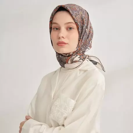 ARMANDA ANESHA DESEN TWILL İPEK EŞARP -KİREMİT