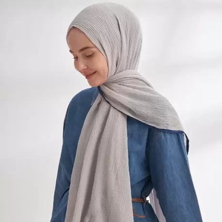 ARMANDA - 3352 Müslin Biyeli Şal - Gümüş