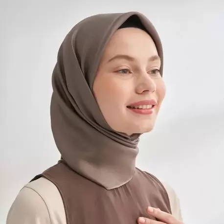ARMANDA - 4400 Premium Twill İpek Eşarp  - Koyu Vizon