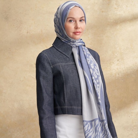 Armanda - 3304 Fiori Jakar Leopar Desen - İndigo