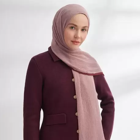 ARMANDA - 3352  Müslin Biyeli Şal - Sisli Pudra