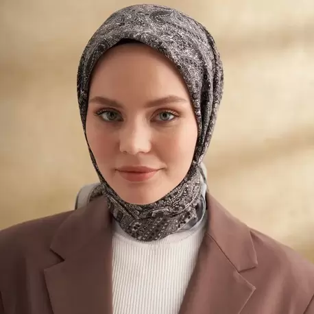 ARMANDA - 3155 Vintage Desen Eşarp - Gümüş