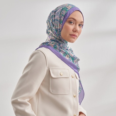 ARMANDA - 6035 Pashmina Desen Şal - Leylak