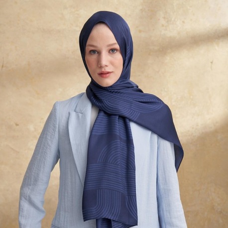 Armanda - 3305 Fiori Jakar Line Desen - Lacivert