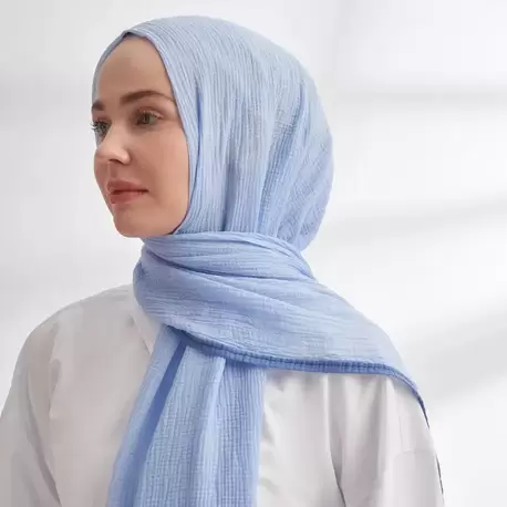 ARMANDA - 3352 Müslin Biyeli Şal - Bebe Mavisi