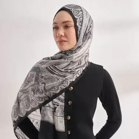 ARMANDA - 4456 Mystic Desen Şal - Siyah Gri