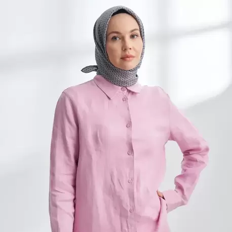 ARMANDA - 4303 NOIRE DESEN TWILL İPEK EŞARP - Füme