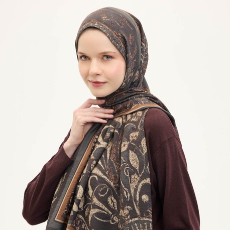 SİLK HOME - Urban Hours Antik Koyu Kahverengi Mayda Şal 190x70